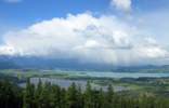 Foto: Blick vom Buchenberg (sonnig), Schauer hinter Forggensee